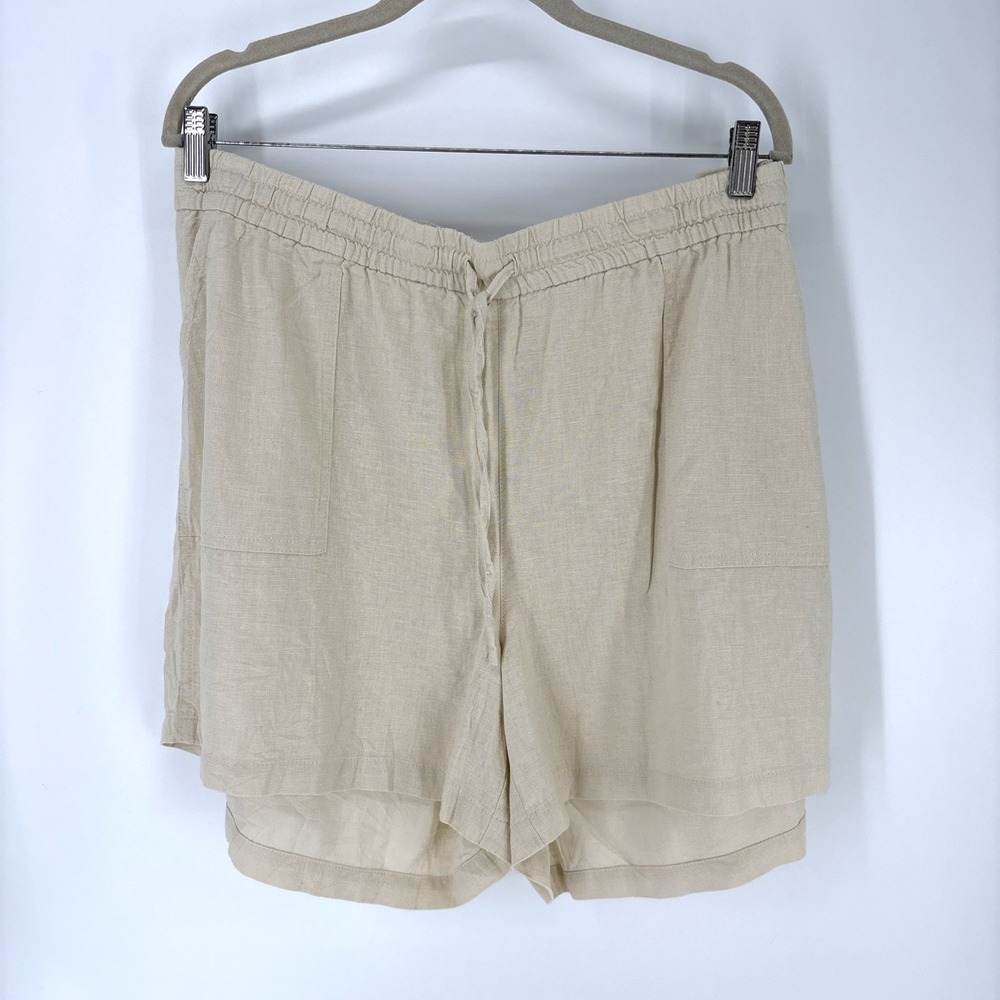 J. Crew Factory Linen-Blend Drawstring Athletic Shorts in Beige
